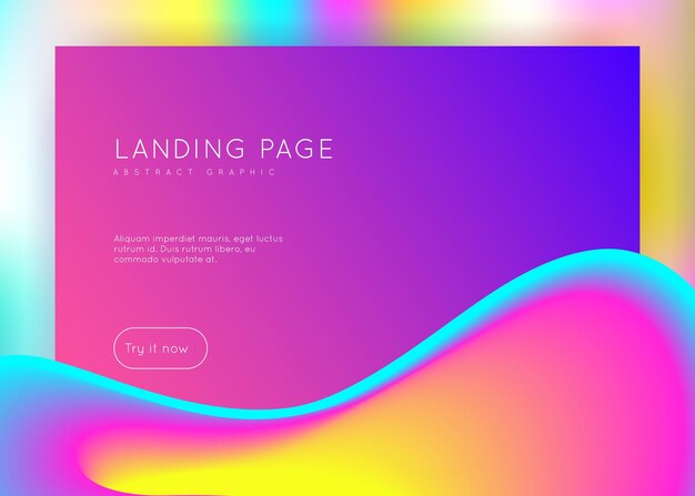 Fluido líquido com elementos e formas dinâmicos landing page