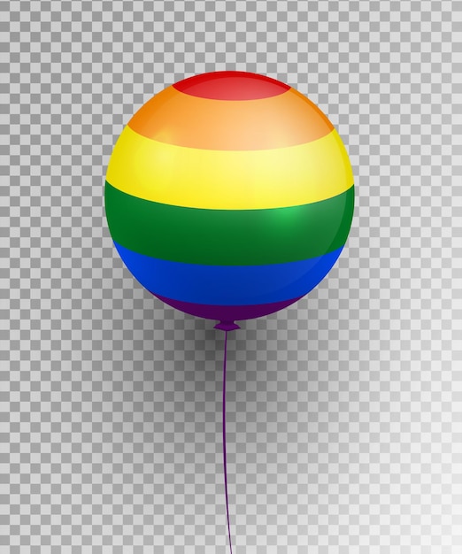 Flutuador de forma redonda de balão arco-íris 3d isolado em fundo transparente