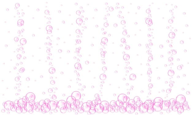 Fluxo de bolhas de oxigênio rosa textura de água gaseificada com gás cereja ou bebida carbonatada de morango