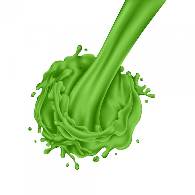 Vetor fluxo de derramar suco verde sobre fundo branco