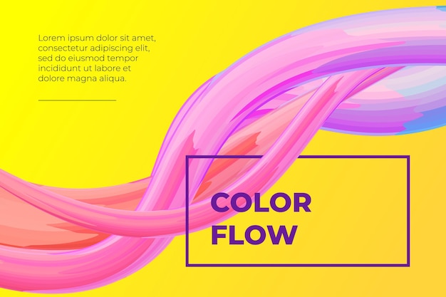 Fluxo de fluido moderno e colorido poster onda forma líquida em cor amarela design de arte de fundo para design