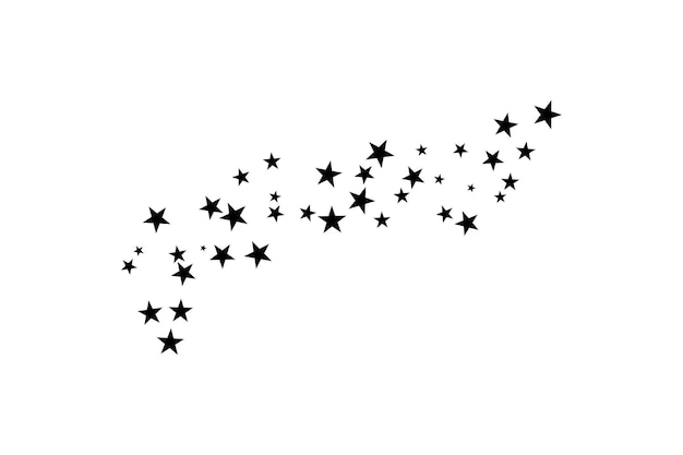 Fluxo de fonte aleatório de estrela de fogos de artifício. estrela cadente. estrelas em um fundo branco. ilustração vetorial