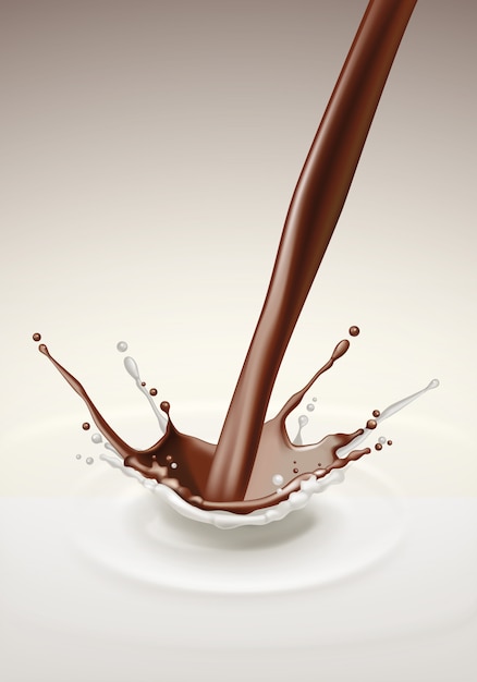 Vetor fluxo de respingos de chocolate ao leite