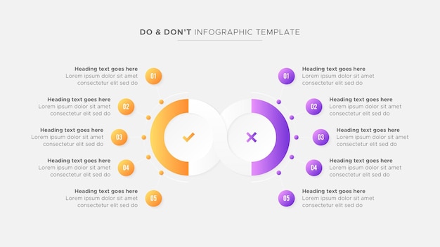 Fluxo de trabalho do processo opções de recursos gráfico de comparação diagrama círculos modelo de design de infográfico