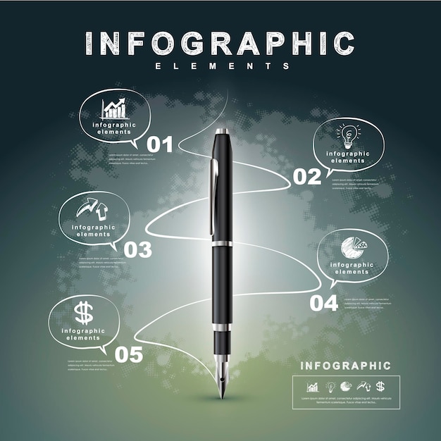 Fluxograma criativo com caneta-tinteiro escrevendo informações em um espaço de tecnologia, pode ser usado para infográficos e banners, ilustração vetorial de conceito