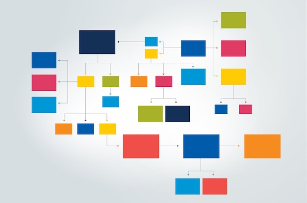 Fluxograma de infográficos esquema de sombras coloridas