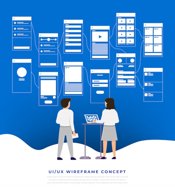 Fluxograma de interface do usuário de ux. conceito de aplicativo móvel s. ilustração