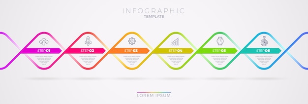 Fluxograma infográfico modelo de design com ícones de negócios.