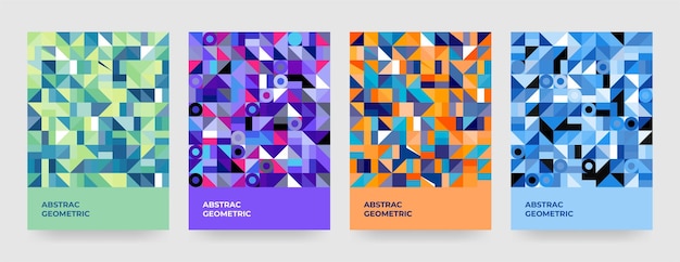 Flyer colorido moderno com formas geométricas gráficos de geometria e conjunto de vetores de fundo abstrato p