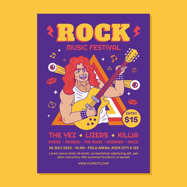 Flyer de cartaz do Festival de Música Rock