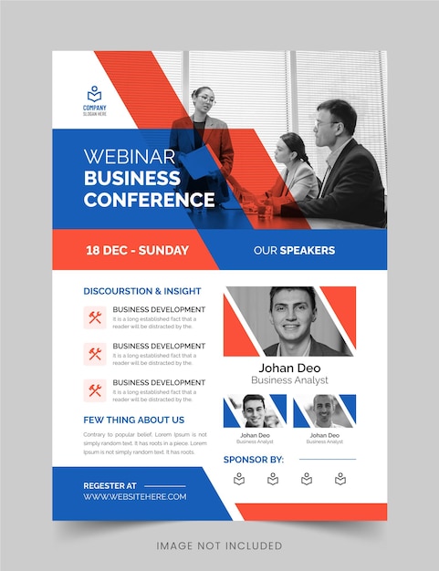 Vetor flyer de conferência de negócios on-line layout flyer de conferência profissional