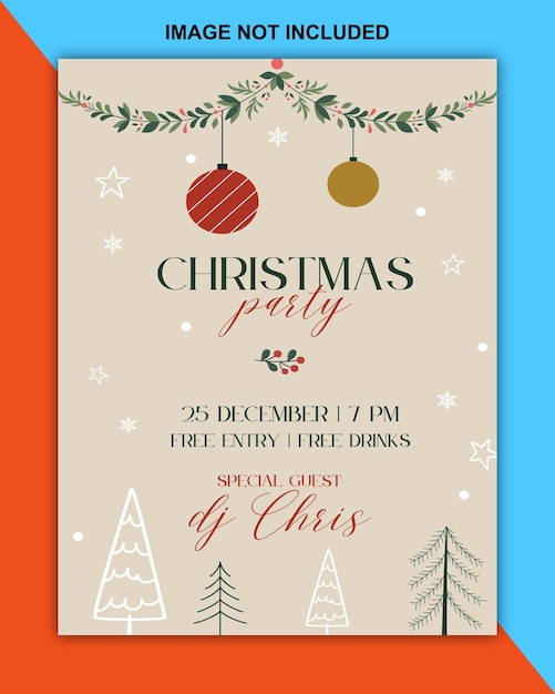 Flyer de festa de Natal minimalista bege e verde