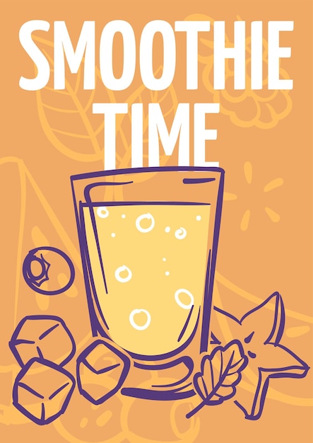 Vetor flyer de tempo de smoothie poster de comida de estilo de vida saudável ilustração vetorial