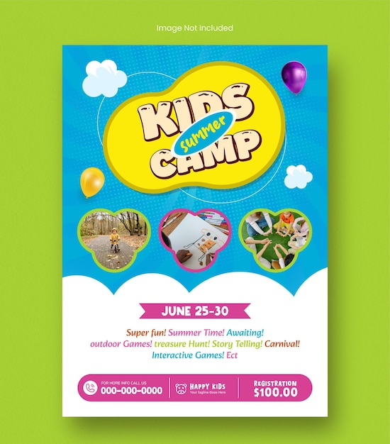 Flyer do Acampamento de Verão para Crianças