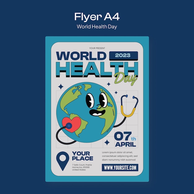 Flyer do Dia Mundial da Saúde Teal