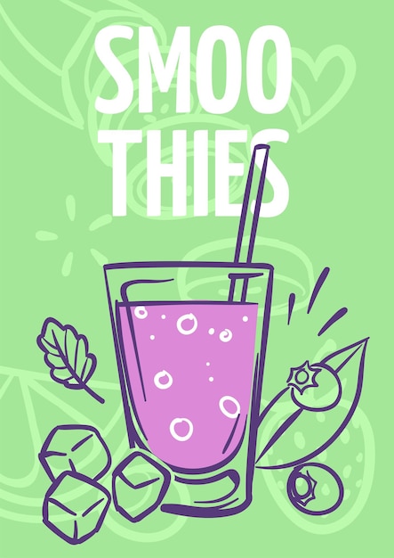 Vetor flyer do menu de smoothies poster vertical de bebidas de desintoxicação