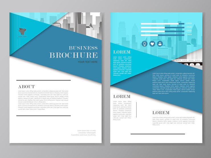 Vetor flyer e design de modelo de capa com a paisagem da cidade