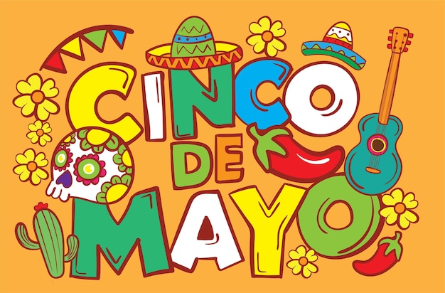 Flyer ou banner de férias de Cinco de Mayo para a celebração da festa mexicana Vector de fundo México