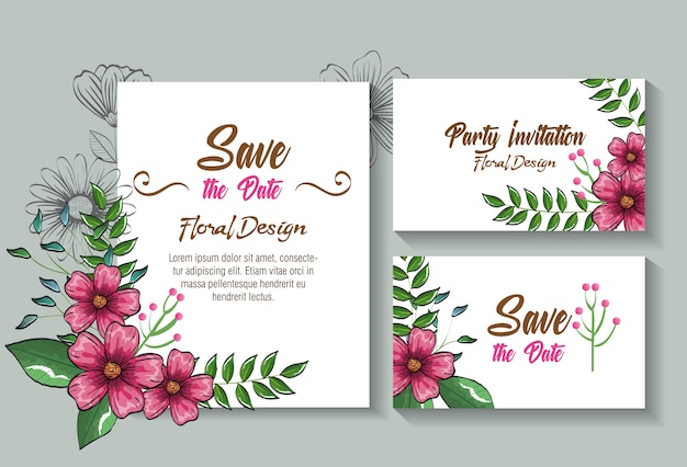 Vetor flyers floral decoration postcards design de ilustração vetorial estilo vintage