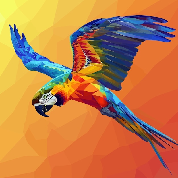 Vetor flying_lowpoly_parrotcolorful_vector