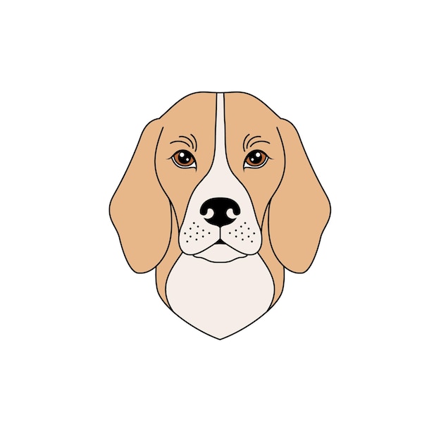 Focinho de cachorro Beagle em estilo plano linear em fundo branco