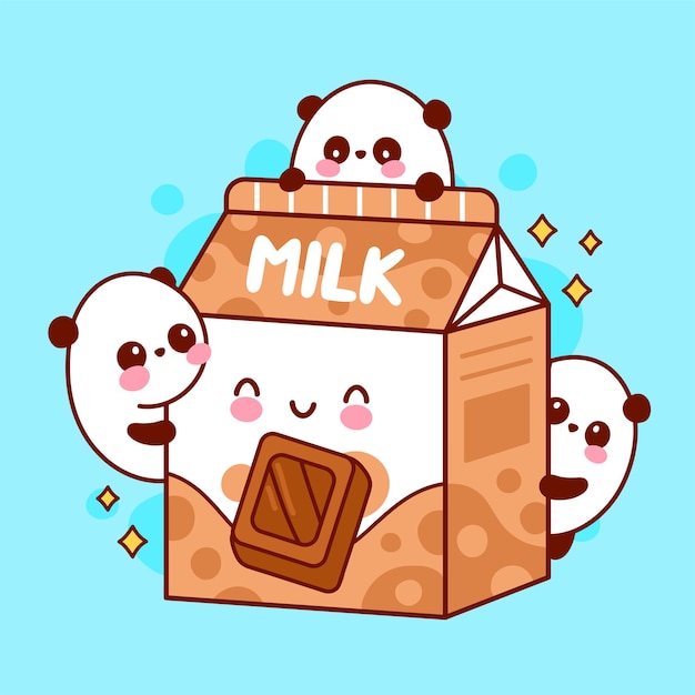 Morango E Leite De Chocolate De Kawaii Ilustração do Vetor