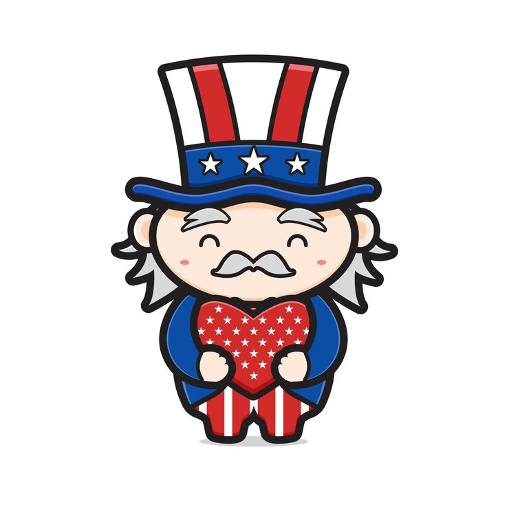 fofo tio sam abraço amor, comemore o dia da independência da américa