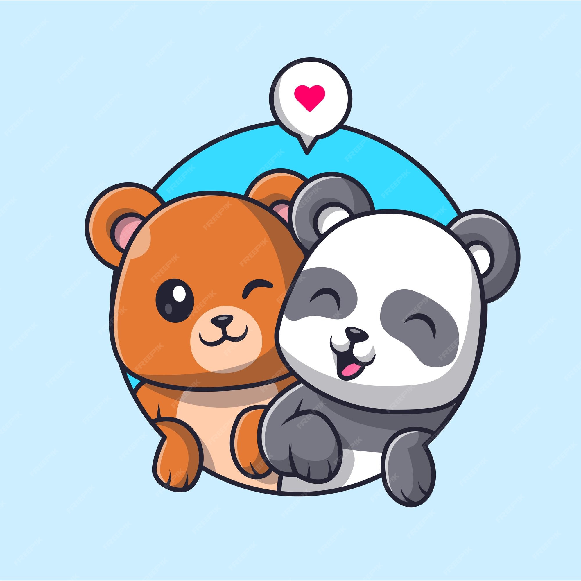 casal de panda fofo adora ilustração de ícone de vetor dos desenhos  animados. animal ícone conceito isolado vetor premium. estilo de desenho  animado plano 5426657 Vetor no Vecteezy