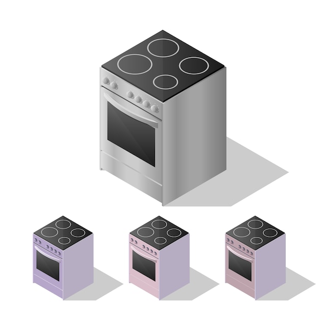 Vetor fogão de cozinha elétrico isométrico isolado