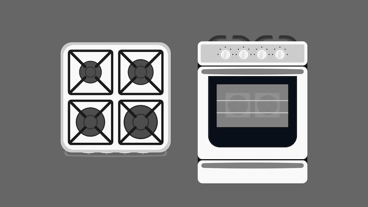 Vetor fogão de cozinha em estilo simples. fogão moderno para cozinha. isolado. vetor.