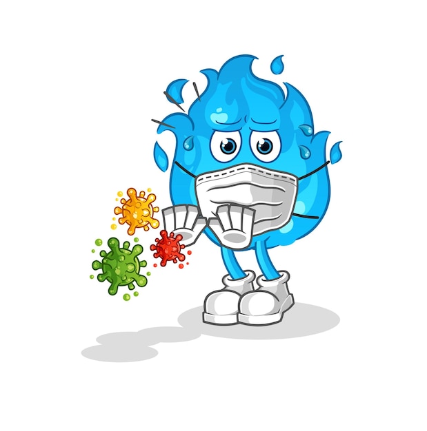 Fogo azul recusa vírus mascote de desenho animado vetor de mascote