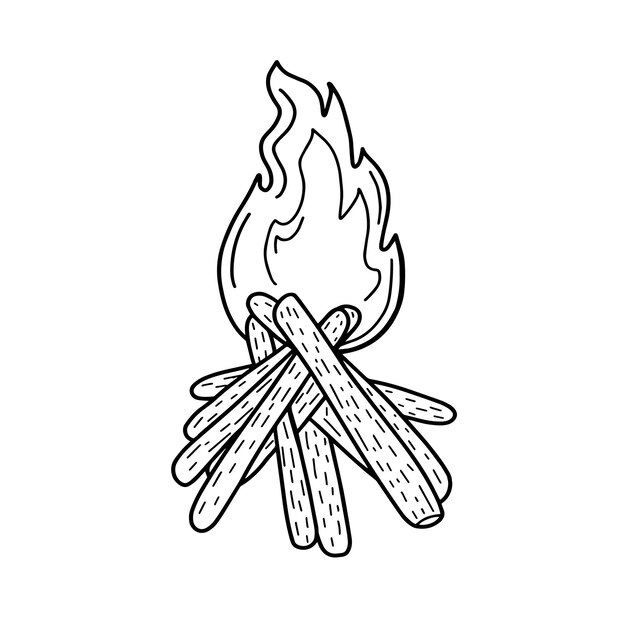 Desenho Animado Branco E Preto Vetor Ilustrando O Fogo Queimado Com Madeira  Ilustração do Vetor - Ilustração de projeto, energia: 275222818