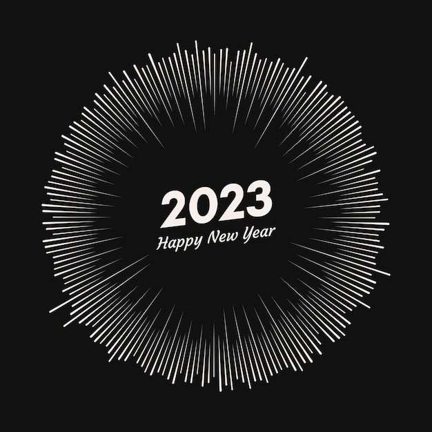 Fogo de artifício com inscrição 2023 e feliz ano novo
