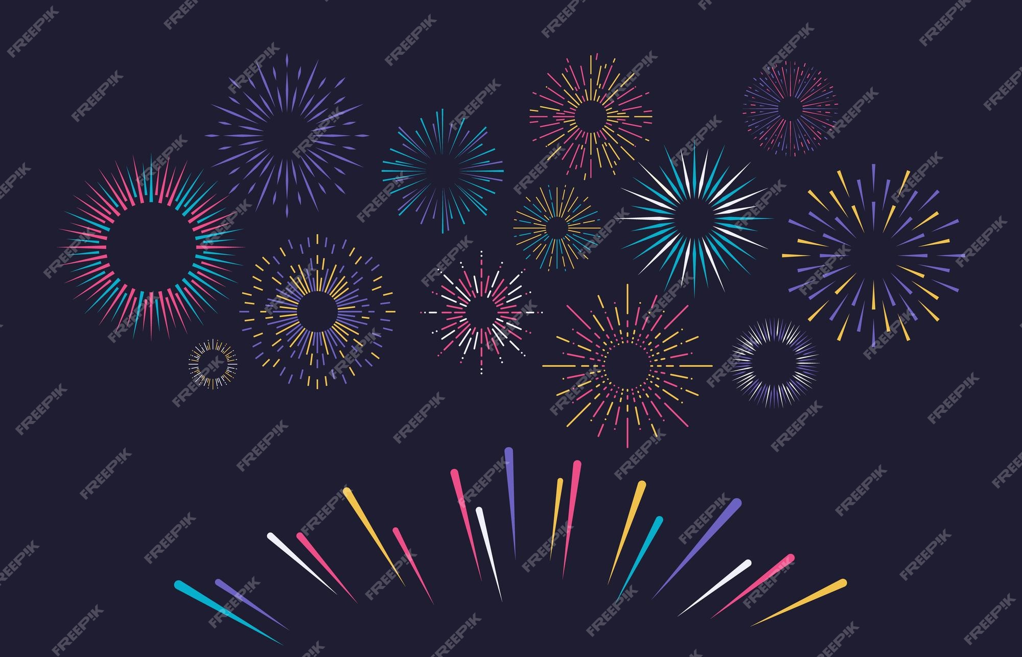 desenho vetorial abstrato em estilo doodle. explosão em um círculo, fogos  de artifício, fogos de artifício festivos. estrelas, confit e streamer.  moldura redonda 9878926 Vetor no Vecteezy