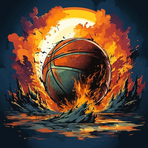 Desenho de fogo bola basquete força esporte [download] - Designi