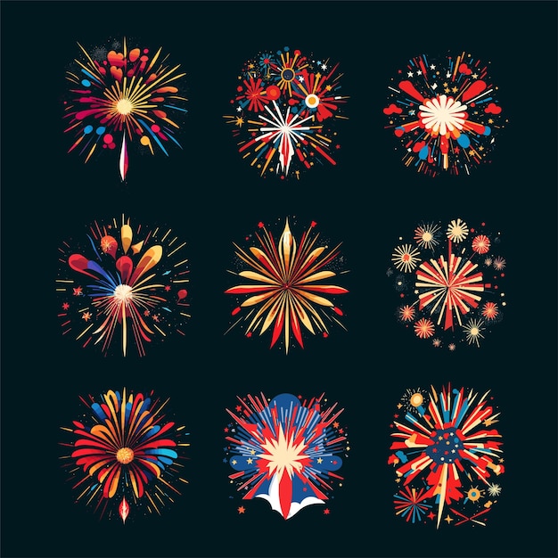 Fogos de artifício coloridos de design gráfico