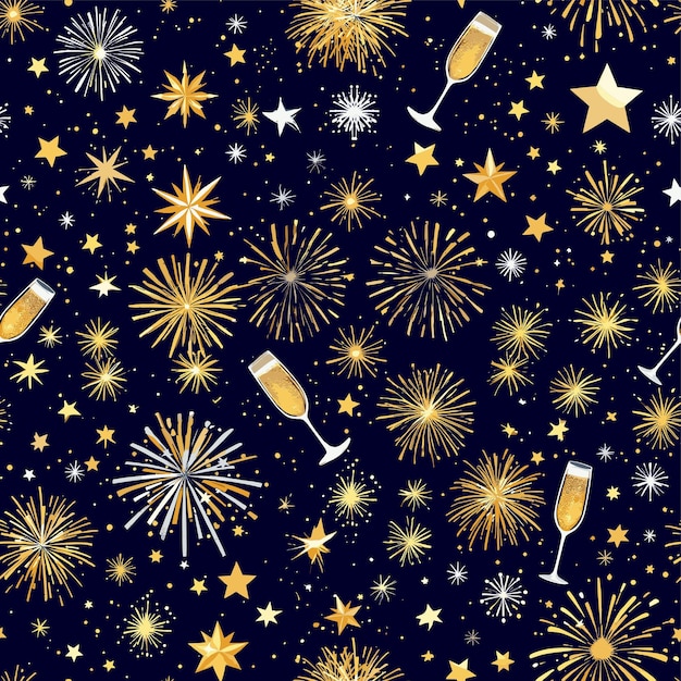 fogos de artifício com uma estrela dourada e faíscas no fundo