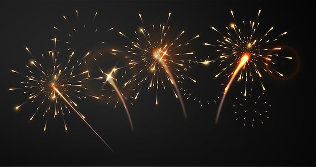 Fogos de artifício em um fundo escuro modelo de plano de fundo festivo