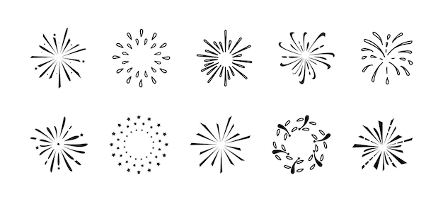 Desenho de fogos de artifício Preto e branco, fogos de artifício, branco,  folha png