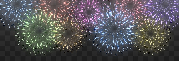 Vetor fogos de artifício realistas de vetor isolados em fundo png