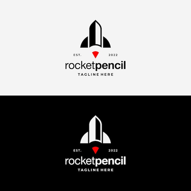 Foguete com caneta de lápis inspiração para o design do logotipo