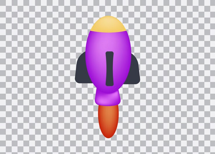 Vetor foguete de desenho animado roxo