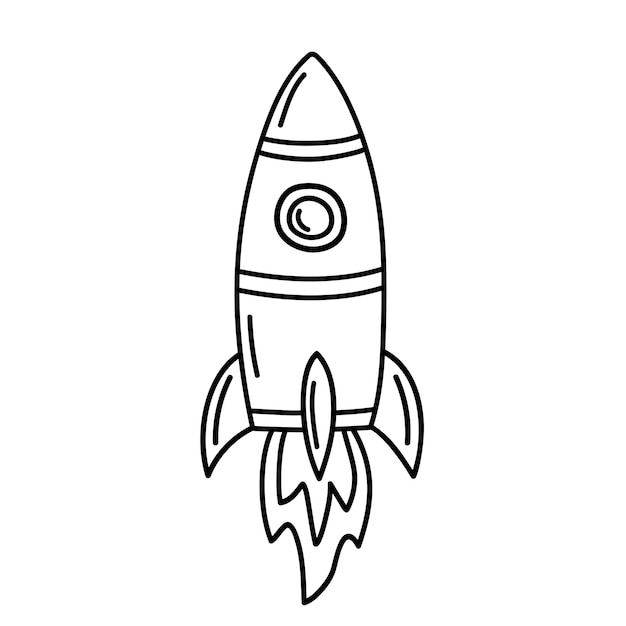 Foguete espacial em estilo doodle