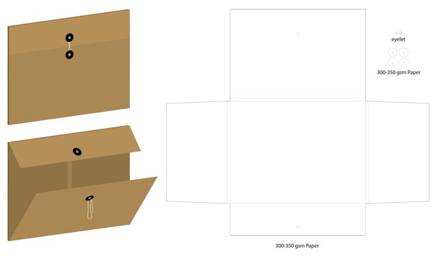 folder die cut mock up vetor de modelo