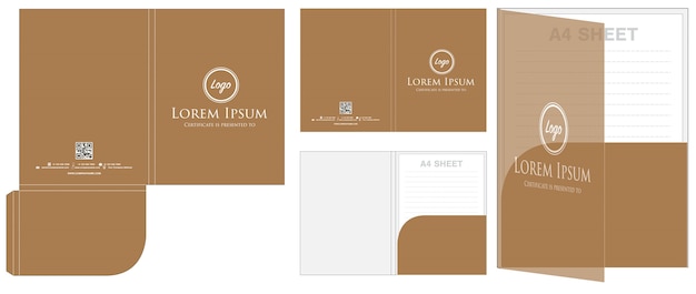 Folder die cut mock up vetor de modelo