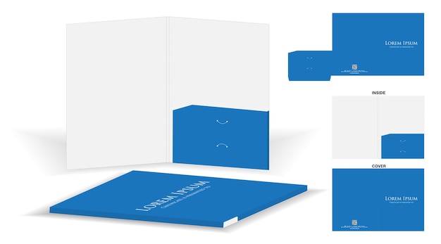 Folder die cut mock up vetor de modelo