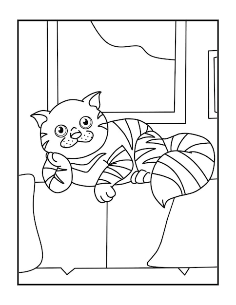 Folha de colorir para crianças - cute cat coloring pages