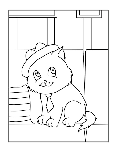 Folha de colorir para crianças - cute cat coloring pages