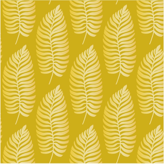 Folha de coqueiro padrão sem costura papel de parede de luz amarela