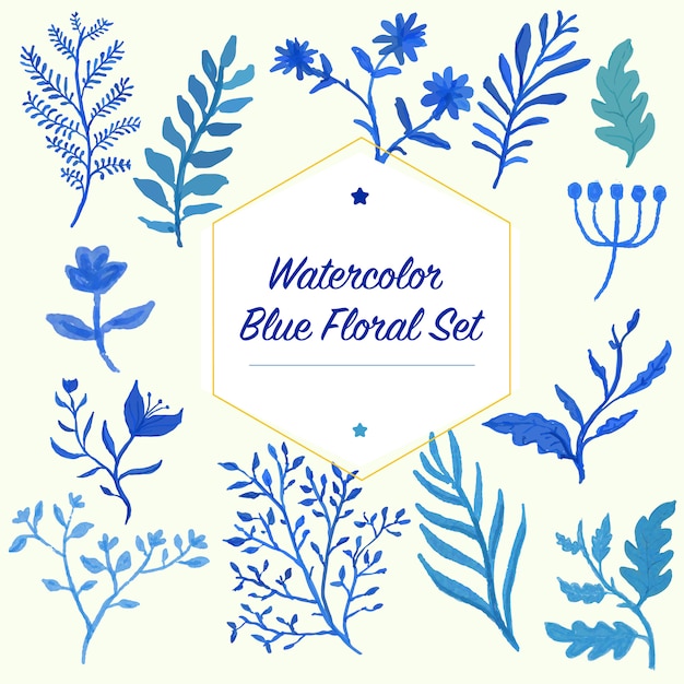 Folha de cor azul de flor de água para design de decoração e padrão